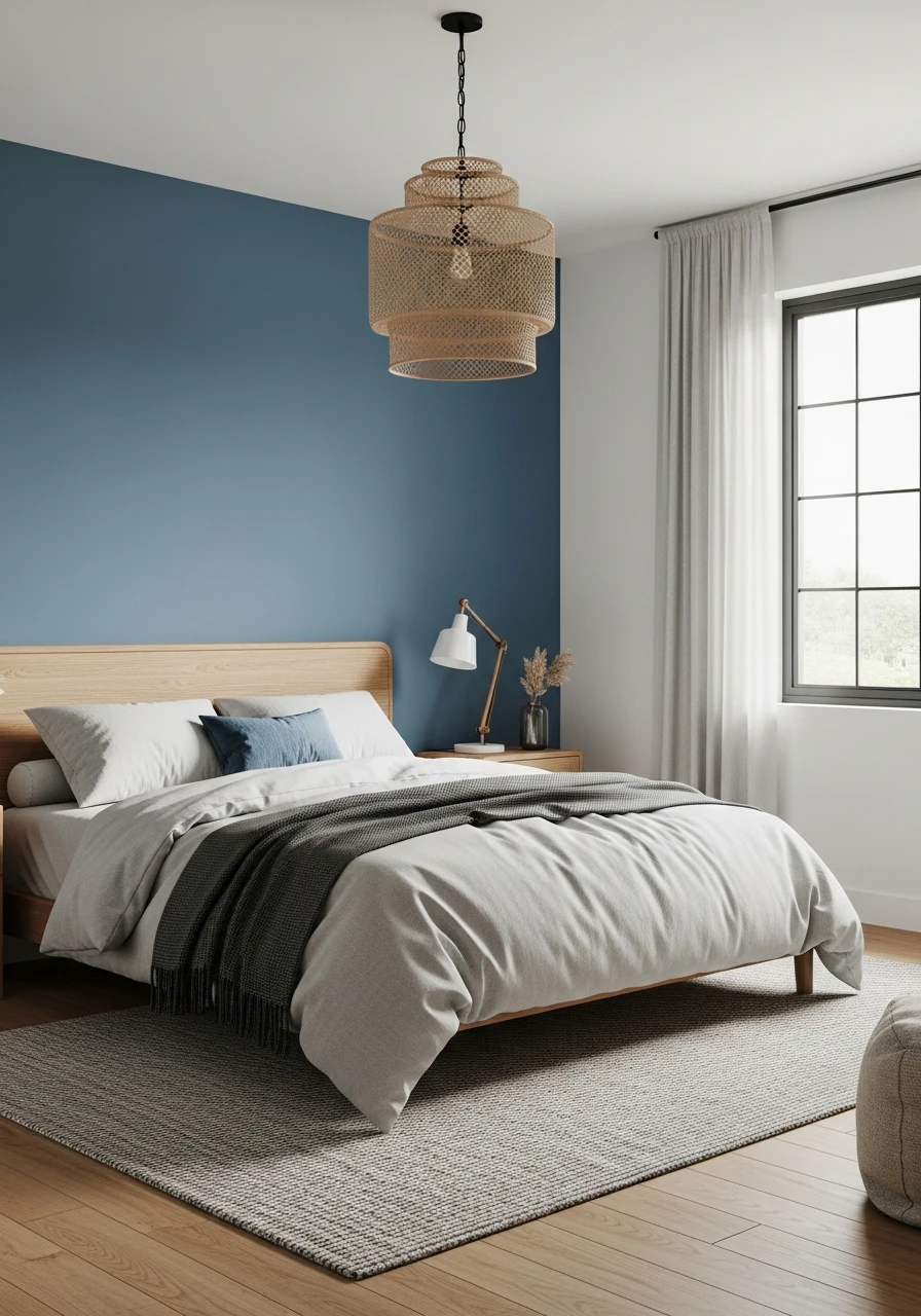 Denim Blue Modern Bedroom Walls