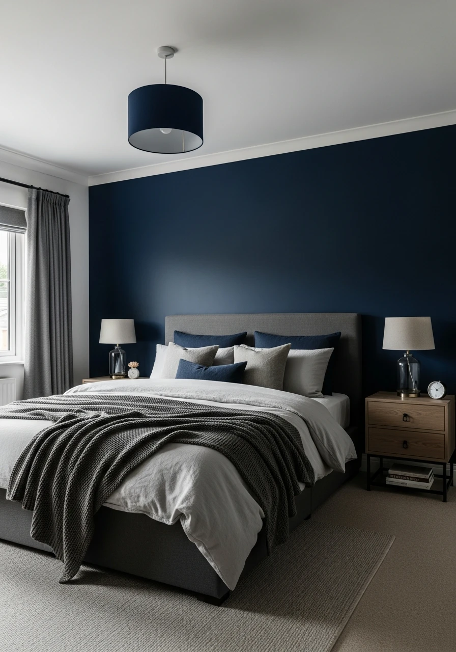 Inky Navy Dramatic Bedroom