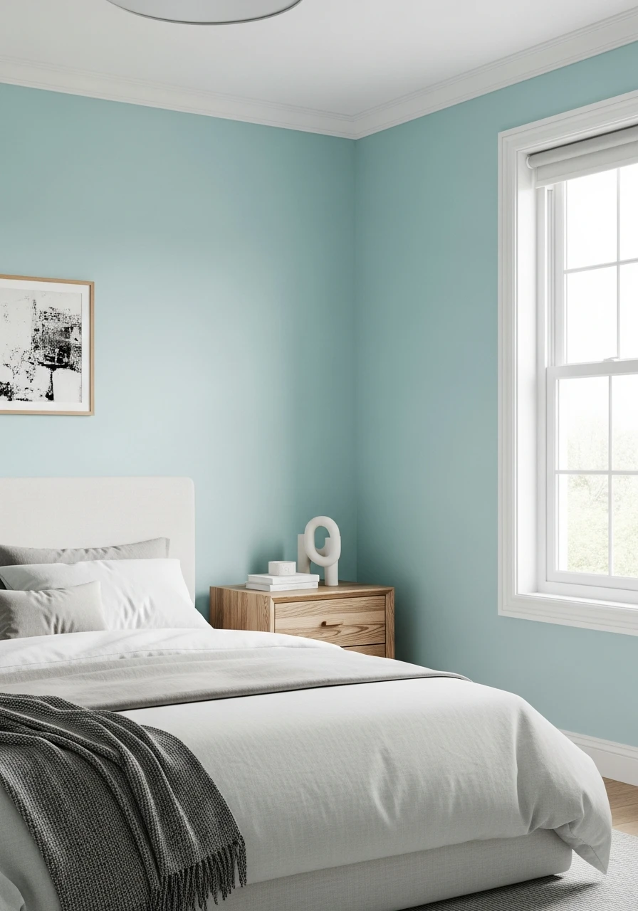 Soft Aqua Airy Bedroom