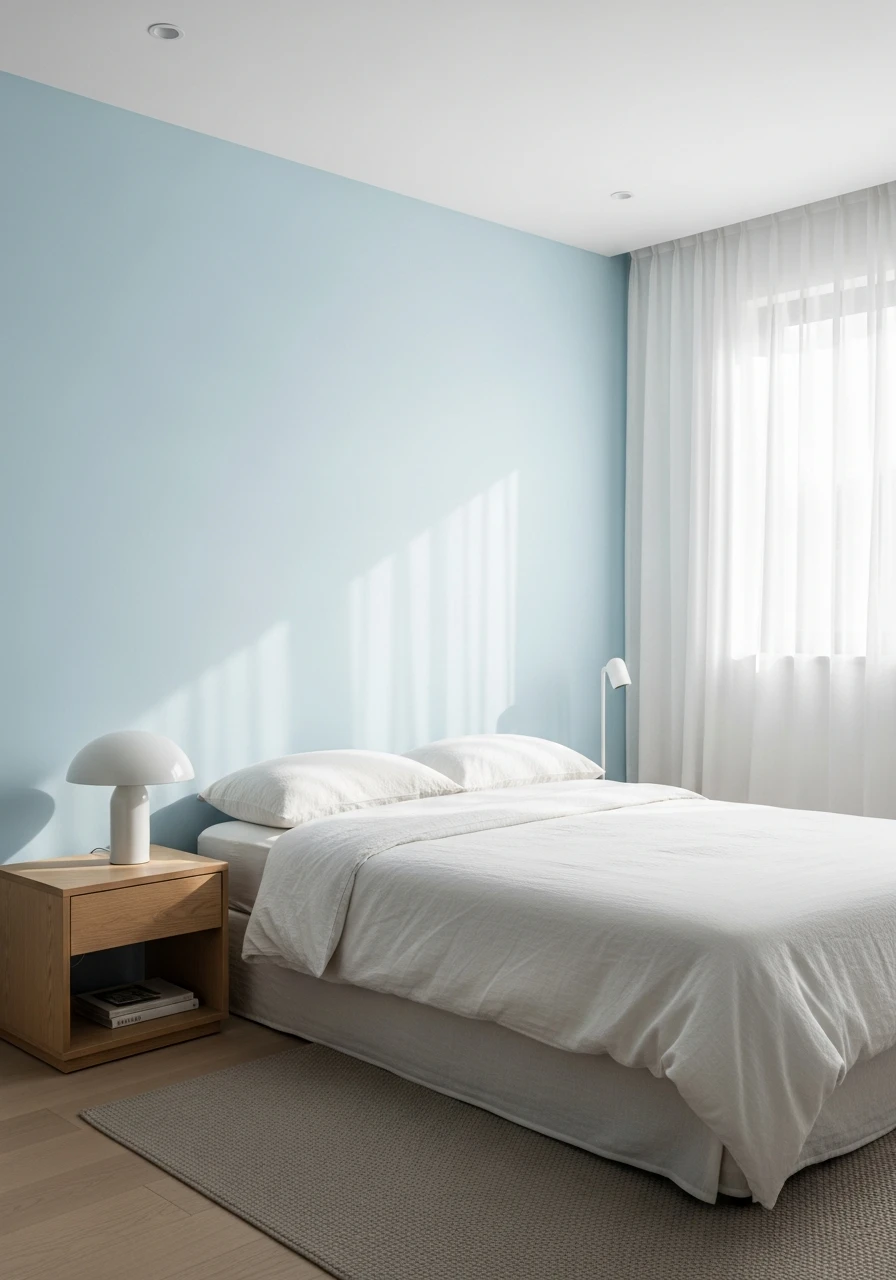 Icy Blue Minimal Bedroom