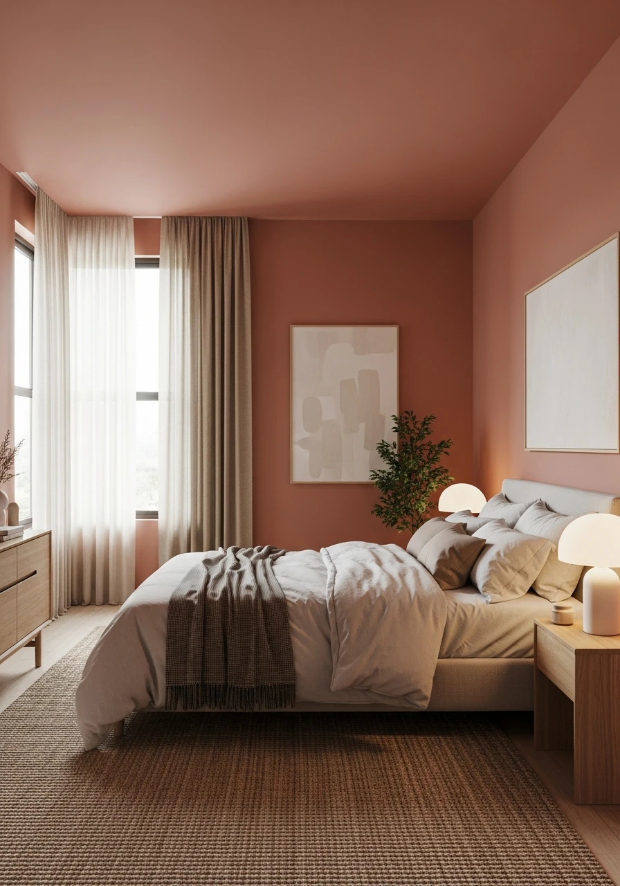 Clay Rose Modern Warm Bedroom
