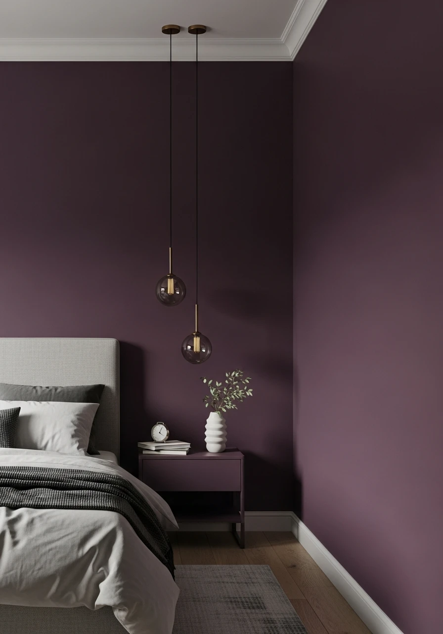 Plum Aubergine Moody Bedroom Walls
