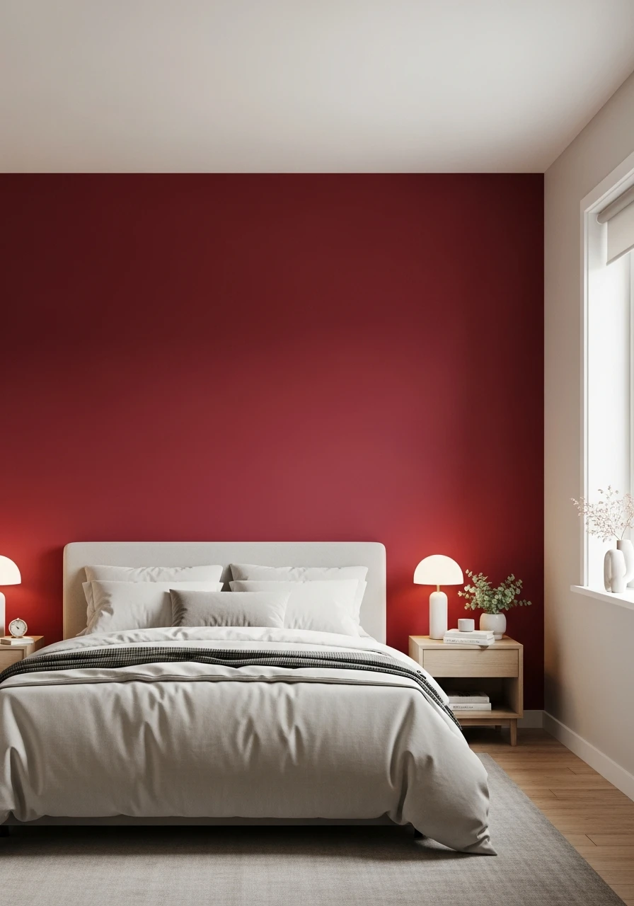 Oxblood Red Bold Bedroom Accent