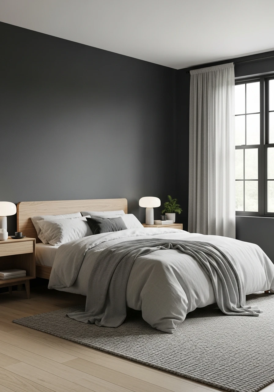 Charcoal Gray Modern Relaxed Bedroom
