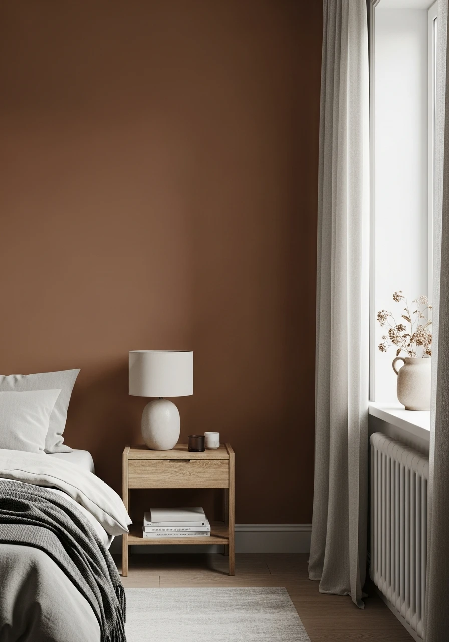 Cocoa Brown Earthy Bedroom Style