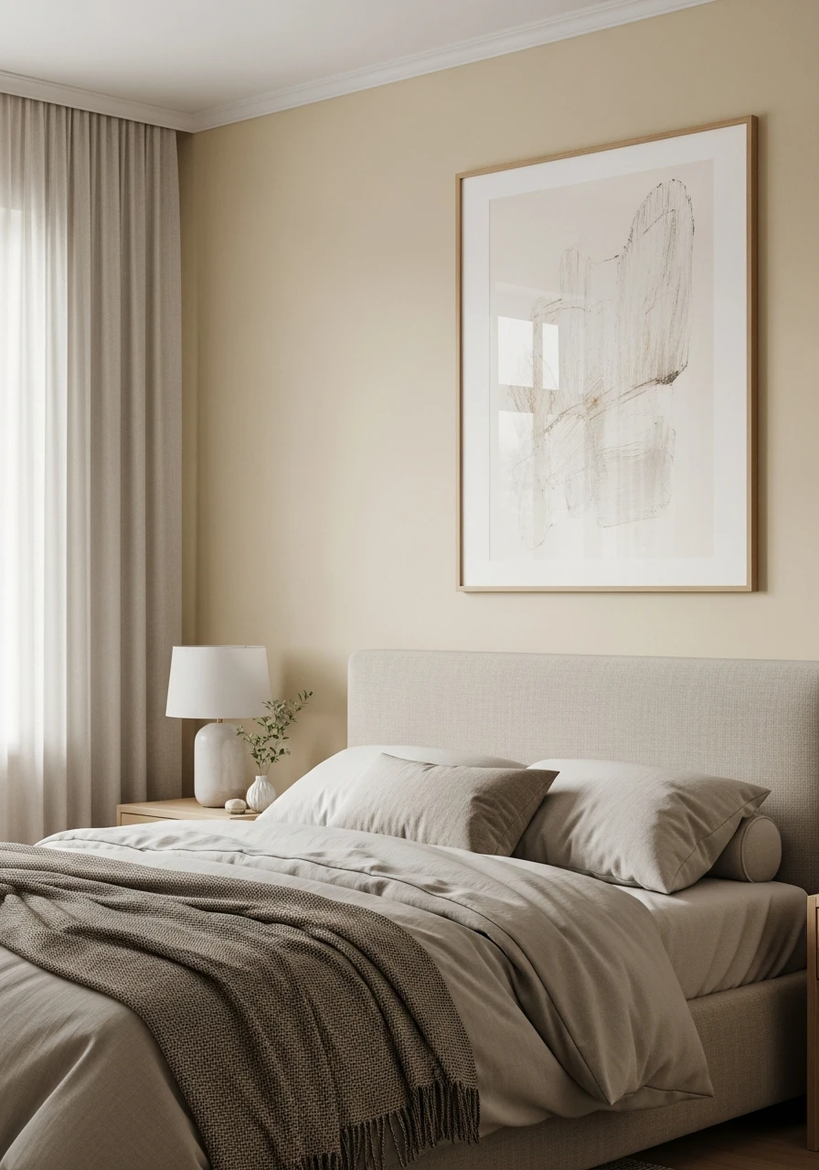 Oatmeal Beige Relaxing Bedroom