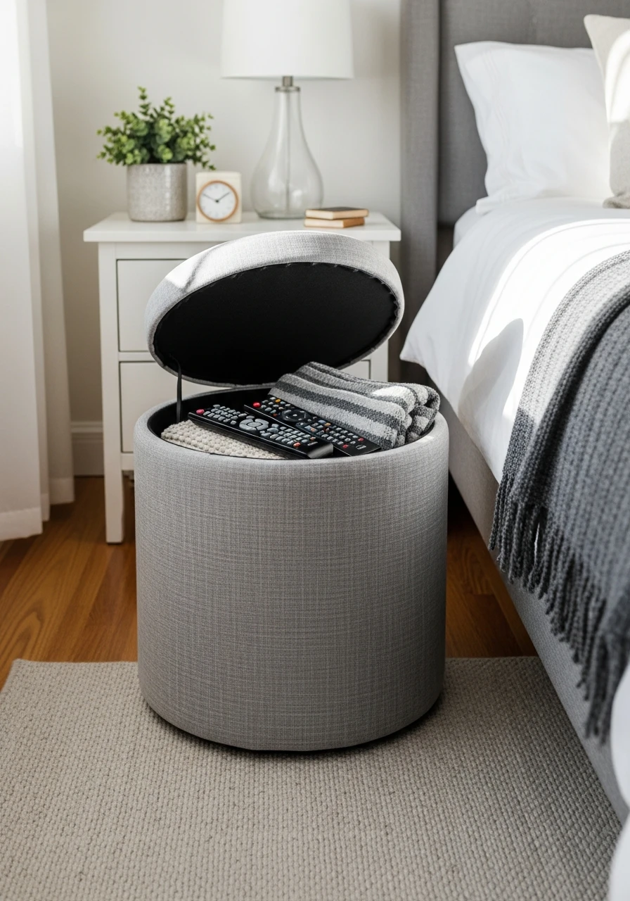 Storage Ottoman Stool - 50 Brilliant Bedroom Storage Ideas to Get That High-End Look (Without the Clutter)