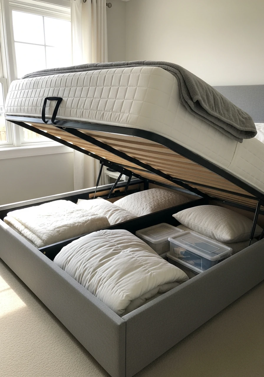 Ottoman Lift-Up Bed - 50 Brilliant Bedroom Storage Ideas to Get That High-End Look (Without the Clutter)