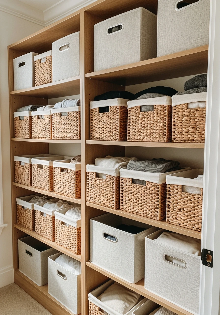 Storage Bins for Shelves - 50 Brilliant Bedroom Storage Ideas to Get That High-End Look (Without the Clutter)