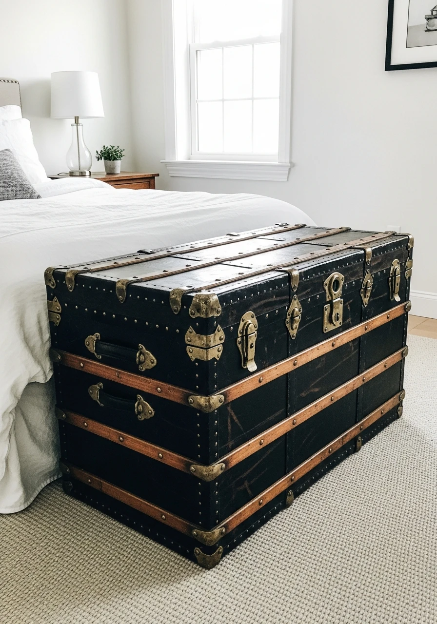 Vintage Storage Trunk - 50 Brilliant Bedroom Storage Ideas to Get That High-End Look (Without the Clutter)