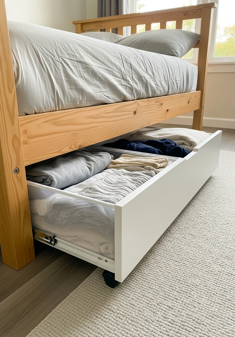 Wheeled Storage Drawers - 50 Brilliant Bedroom Storage Ideas to Get That High-End Look (Without the Clutter)