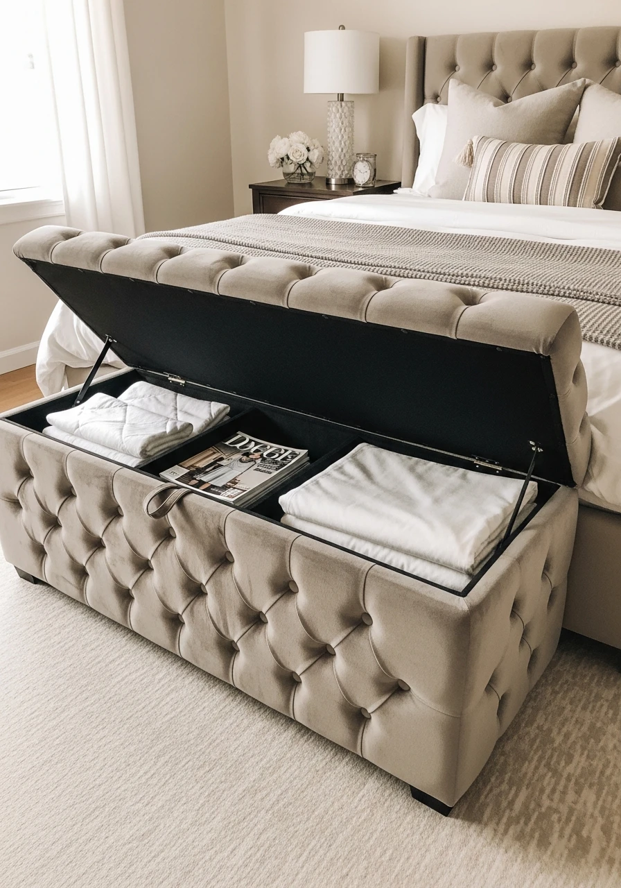 Bench With Hidden Storage - 50 Brilliant Bedroom Storage Ideas to Get That High-End Look (Without the Clutter)
