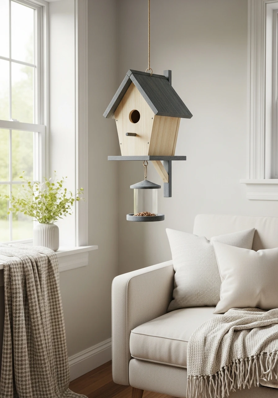 Birdhouse with a Tiny Feeder