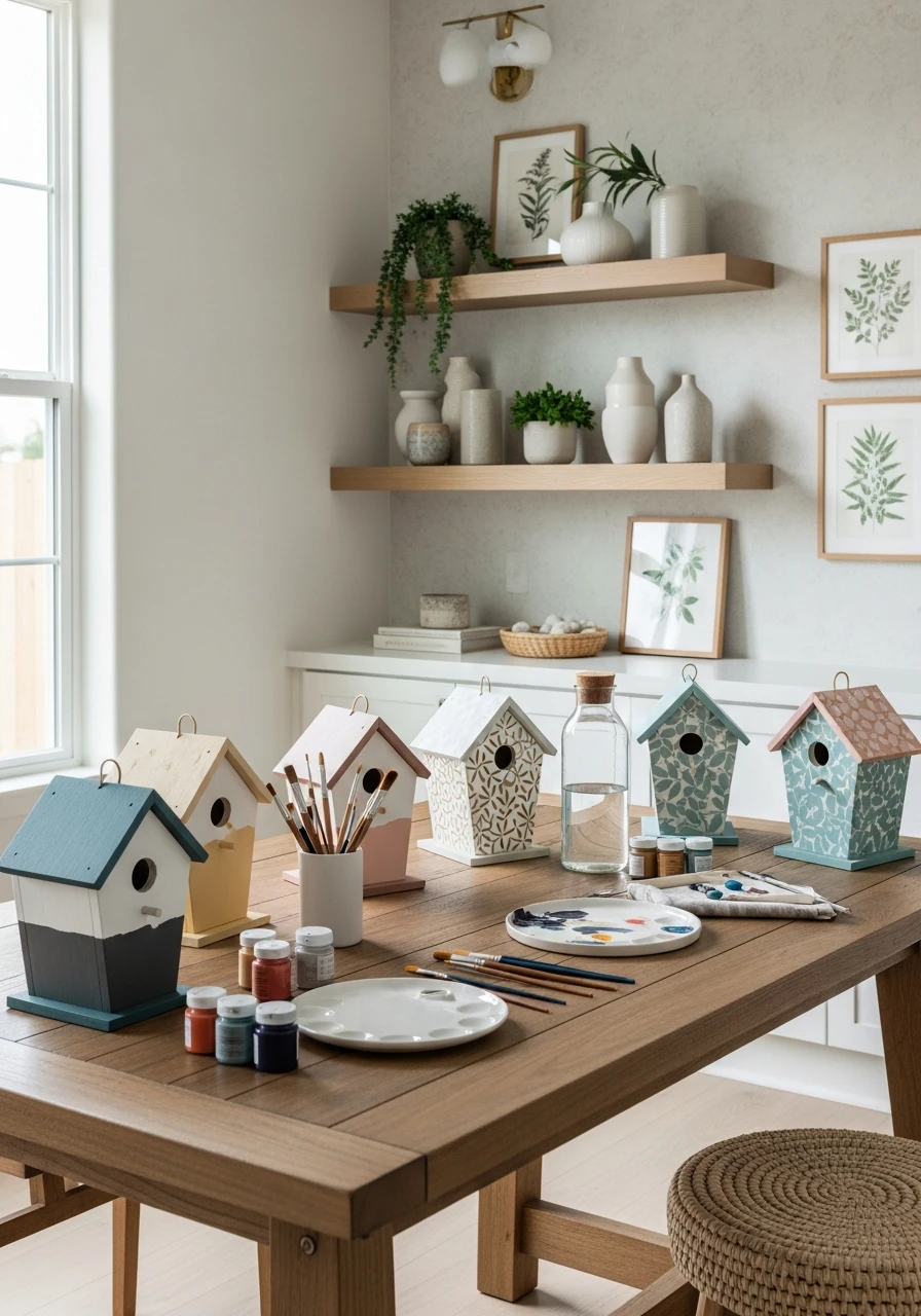 Paint Birdhouses To Match Decor