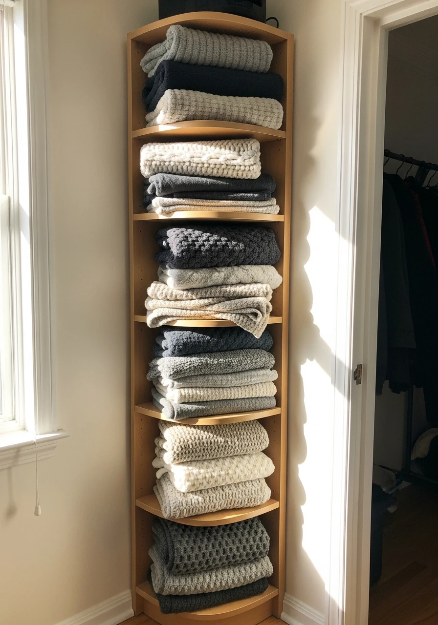 Corner Shelf Display - 25 Genius Blanket Storage Ideas That Look High-End on a Budget