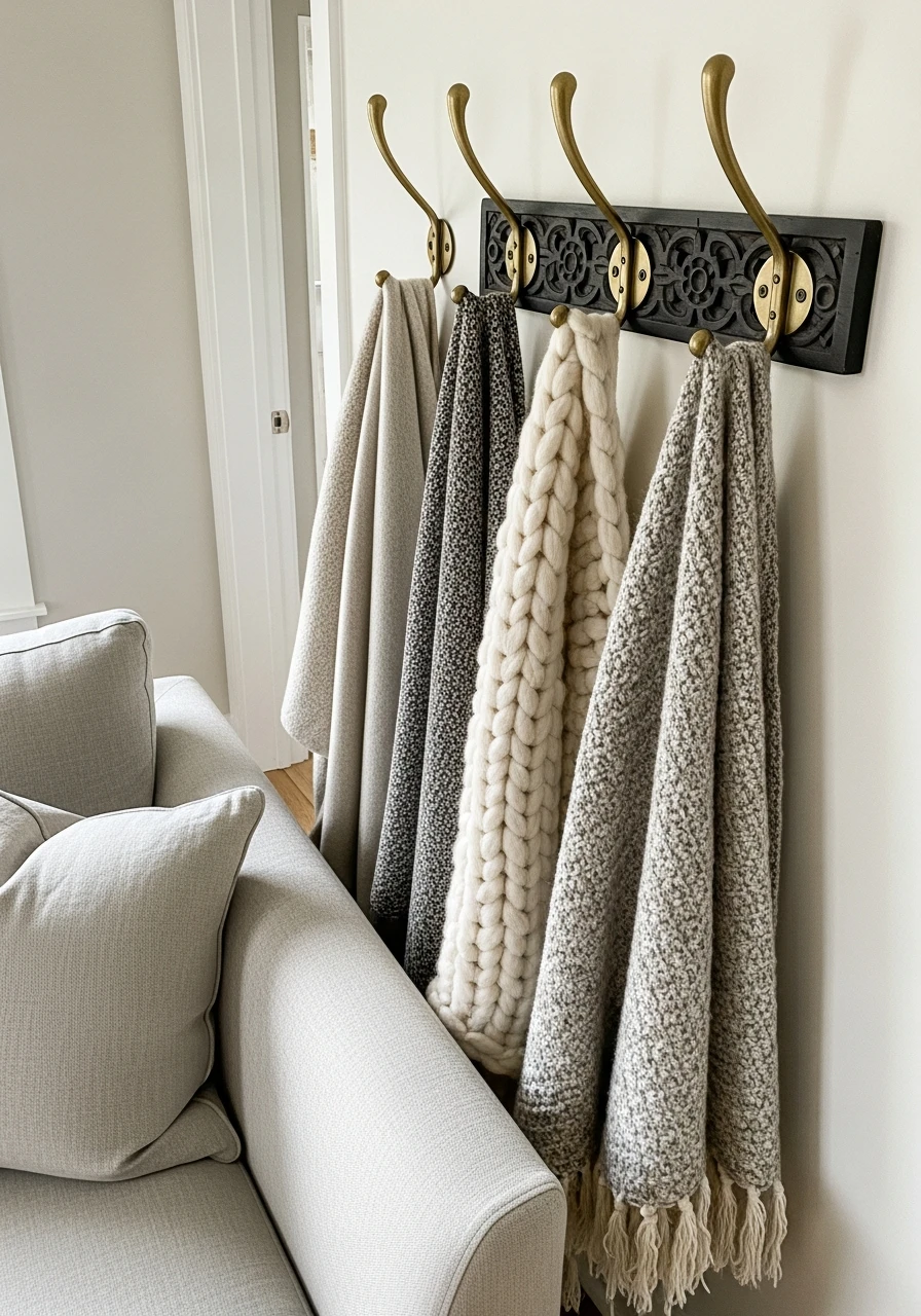 Decorative Wall Hooks - 25 Genius Blanket Storage Ideas That Look High-End on a Budget