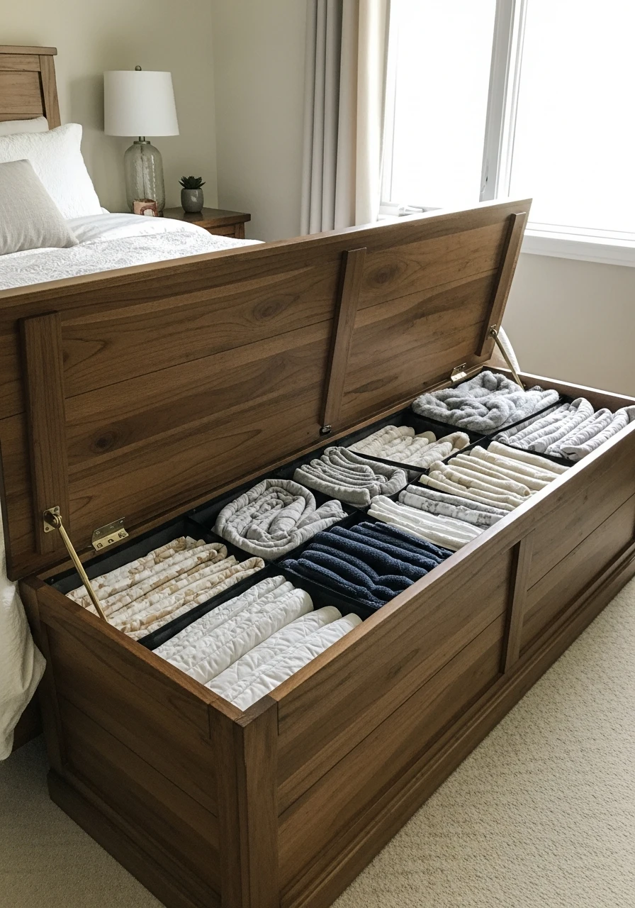Storage Bench Footboard - 25 Genius Blanket Storage Ideas That Look High-End on a Budget
