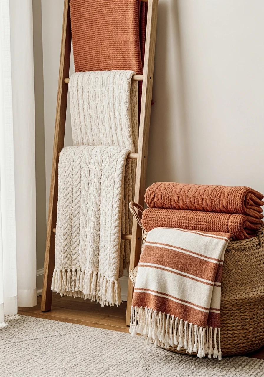 Color Coordinated Folding - 25 Genius Blanket Storage Ideas That Look High-End on a Budget