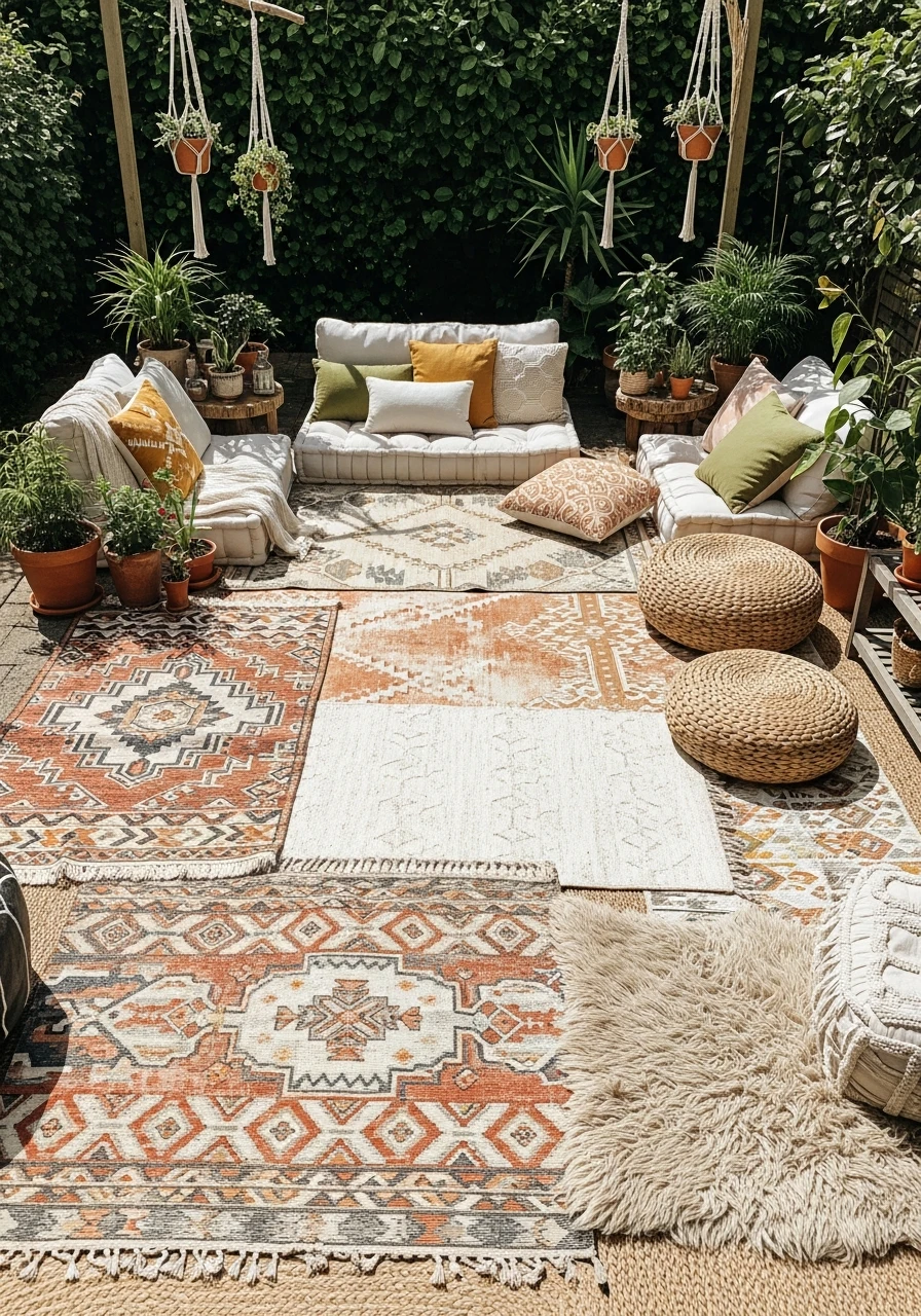 Layer Outdoor Rugs - Your Ultimate Guide to Boho Garden Ideas for a Dreamy Outdoor Space