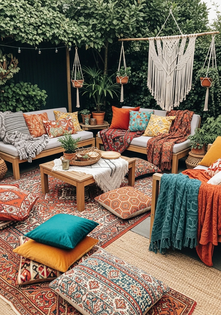 Mix Wood and Textiles - Your Ultimate Guide to Boho Garden Ideas for a Dreamy Outdoor Space