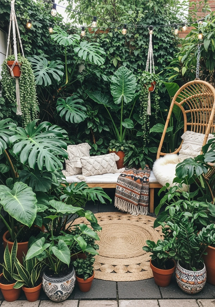 Tropical Foliage Corner - Your Ultimate Guide to Boho Garden Ideas for a Dreamy Outdoor Space