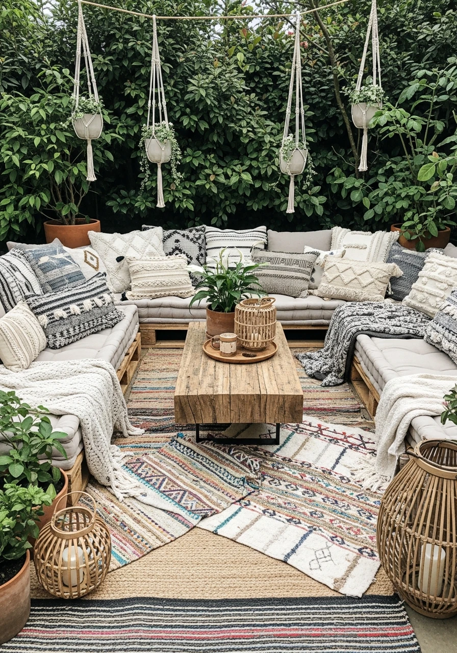 Central Outdoor Lounge - Your Ultimate Guide to Boho Garden Ideas for a Dreamy Outdoor Space