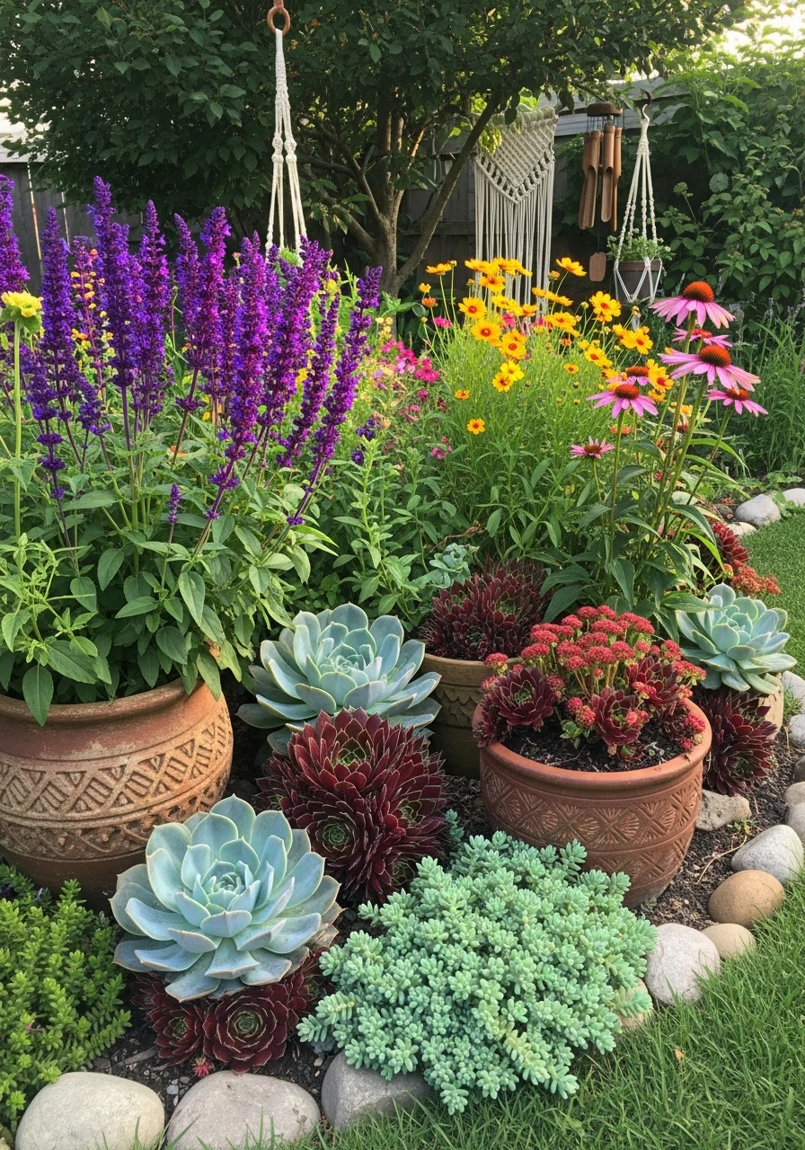 Succulent & Perennial Mix - Your Ultimate Guide to Boho Garden Ideas for a Dreamy Outdoor Space