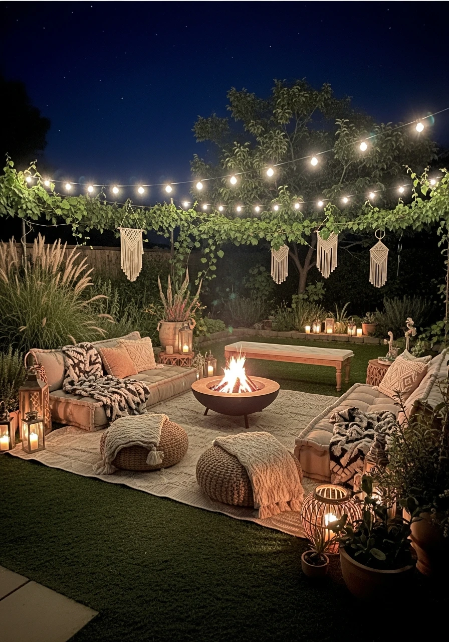Fire Pit Gathering - Your Ultimate Guide to Boho Garden Ideas for a Dreamy Outdoor Space