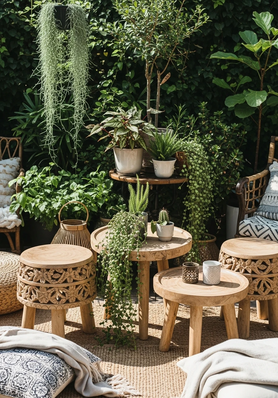 Artisanal Side Tables - Your Ultimate Guide to Boho Garden Ideas for a Dreamy Outdoor Space