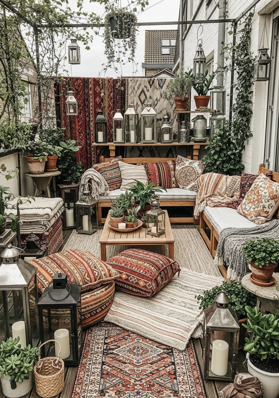 Layered Terrace Look - Your Ultimate Guide to Boho Garden Ideas for a Dreamy Outdoor Space