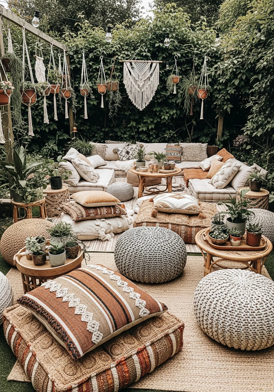 Poufs and Floor Seating - Your Ultimate Guide to Boho Garden Ideas for a Dreamy Outdoor Space