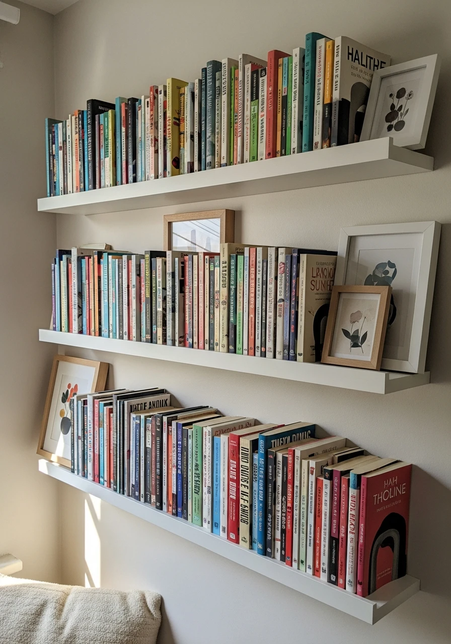 Display on Picture Ledges - 45 Genius Book Storage Ideas for a Tidy, High-End Look