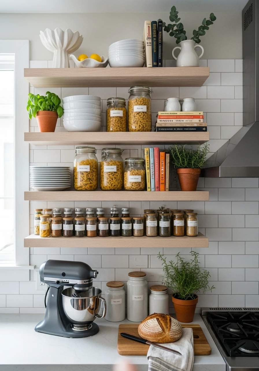 Kitchen Open Shelving - 45 Genius Book Storage Ideas for a Tidy, High-End Look