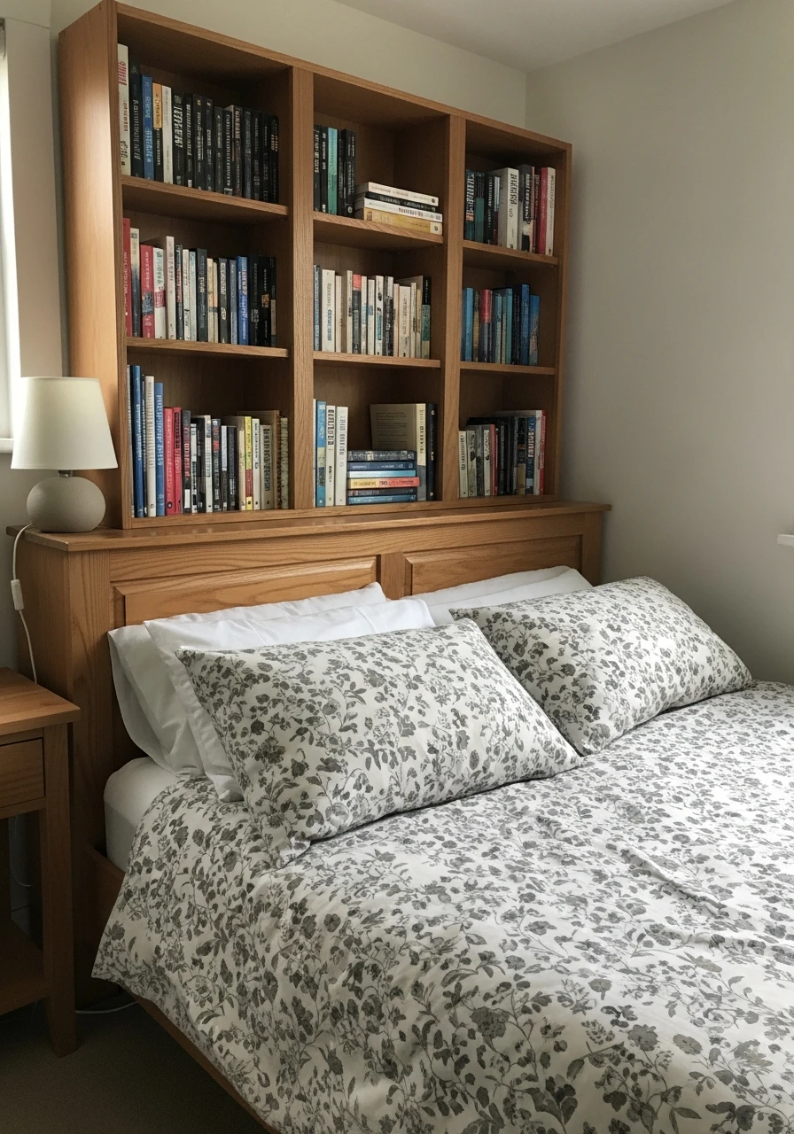 Bookshelf Headboard - 45 Genius Book Storage Ideas for a Tidy, High-End Look