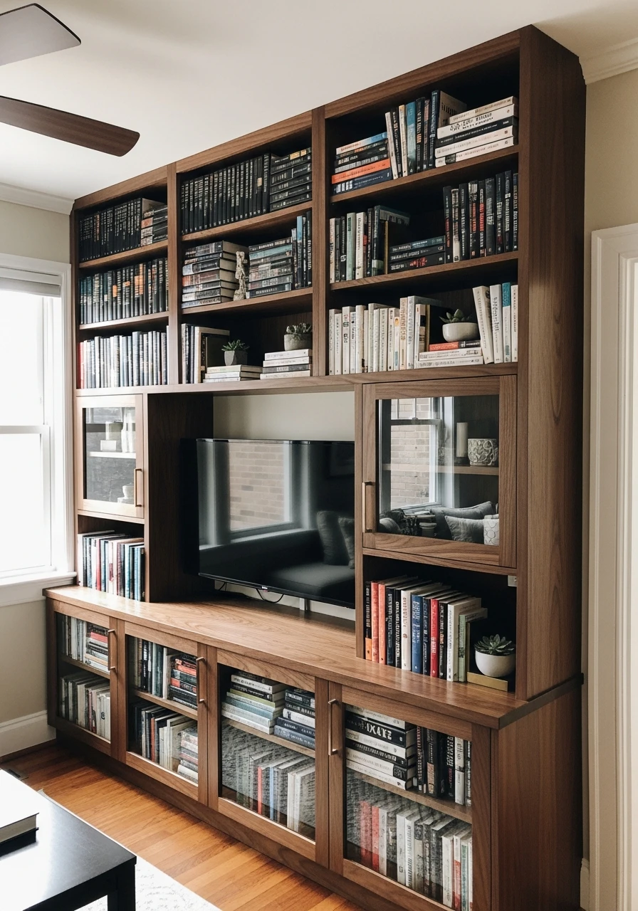 TV Stand Bookshelves - 45 Genius Book Storage Ideas for a Tidy, High-End Look