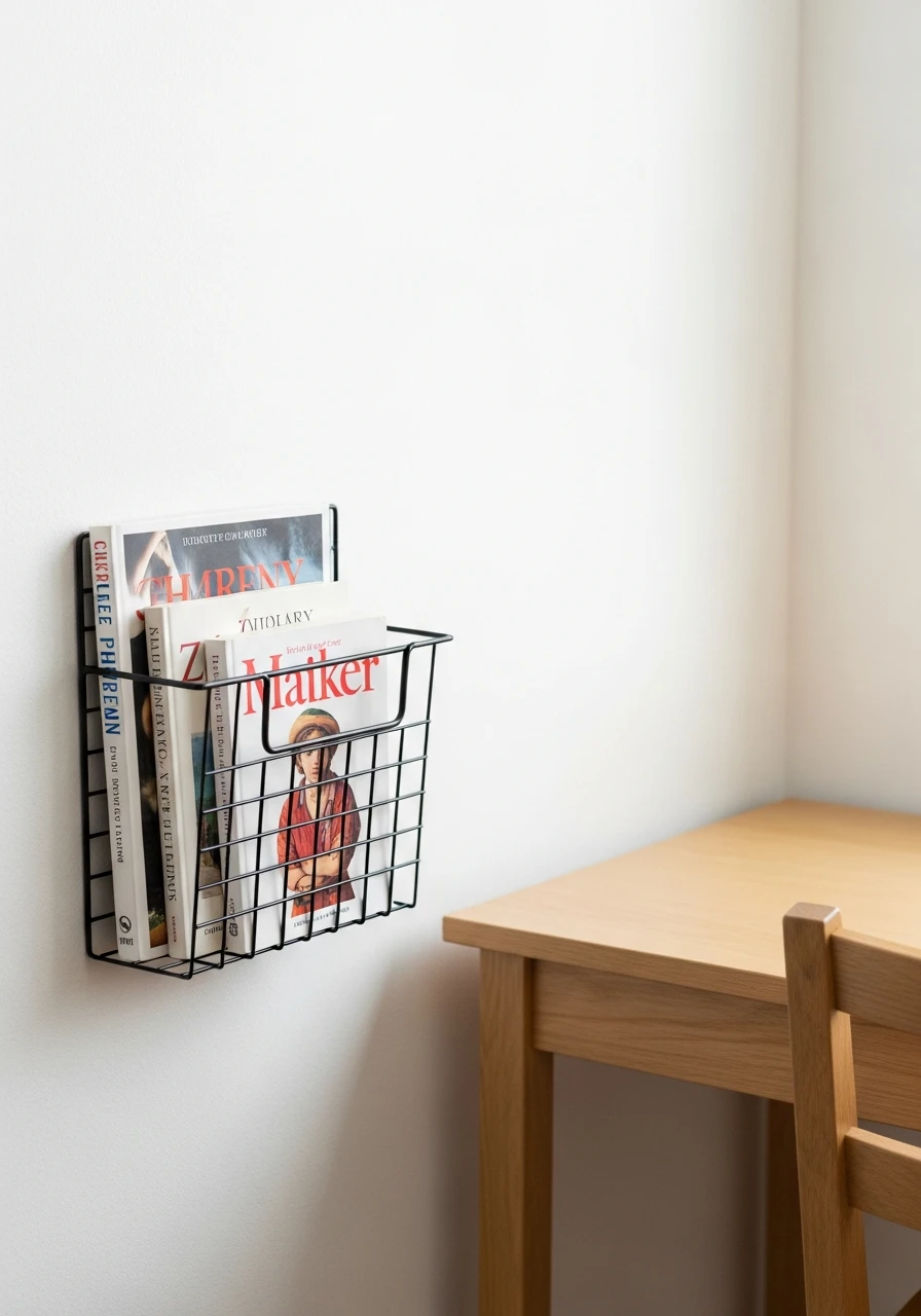 Wall Mounted Wire Bins - 45 Genius Book Storage Ideas for a Tidy, High-End Look