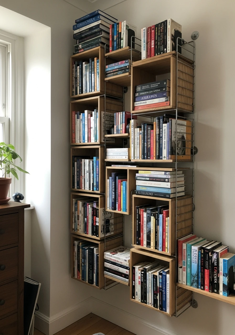Modular Shelving System - 45 Genius Book Storage Ideas for a Tidy, High-End Look