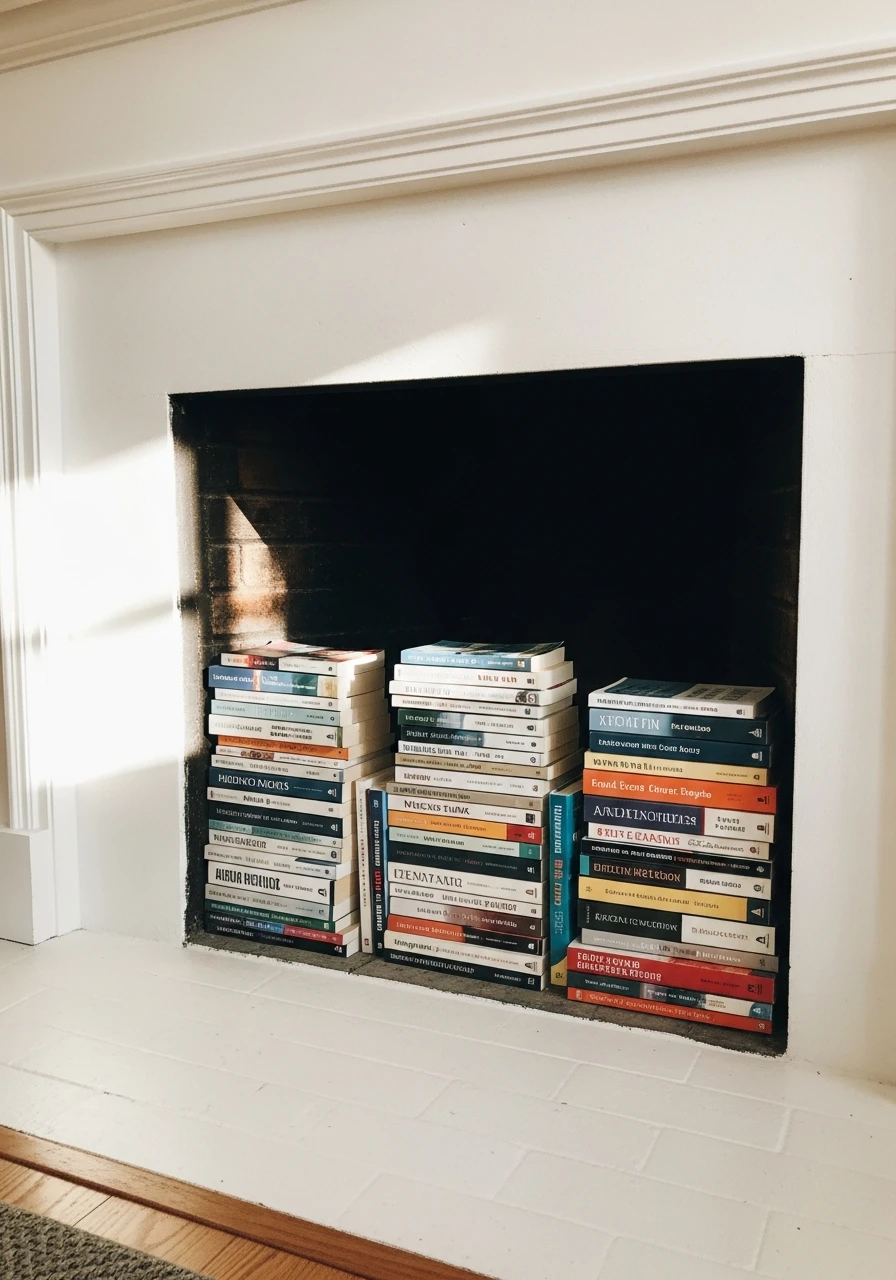 Books in the Hearth - 45 Genius Book Storage Ideas for a Tidy, High-End Look