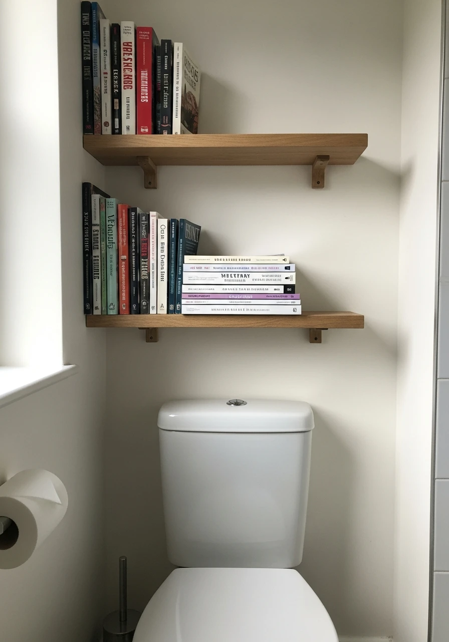 Small Bathroom Shelves - 45 Genius Book Storage Ideas for a Tidy, High-End Look