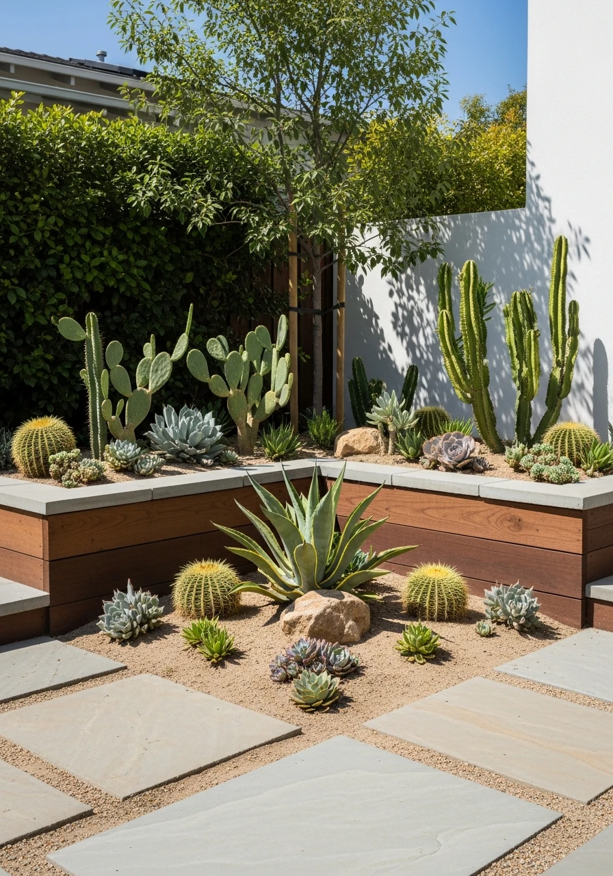 Succulent and Cactus Corner Garden