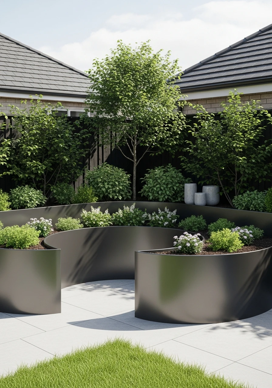 Curved Metal Raised Bed Garden