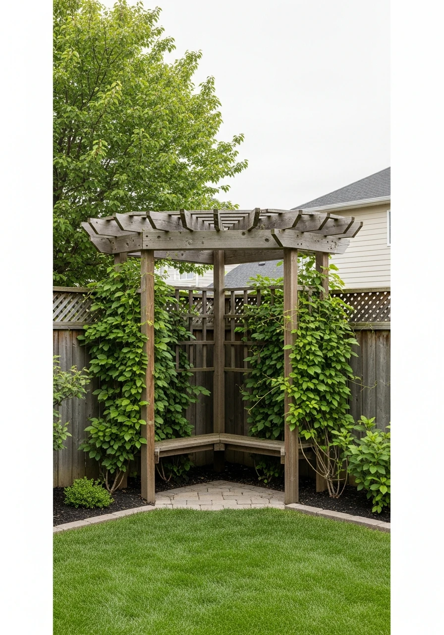 Rustic Wooden Pergola Corner Garden