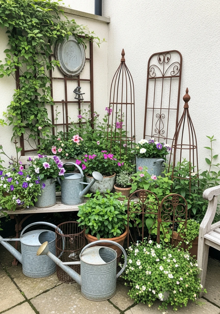 Cottage Garden Corner with Vintage Decor