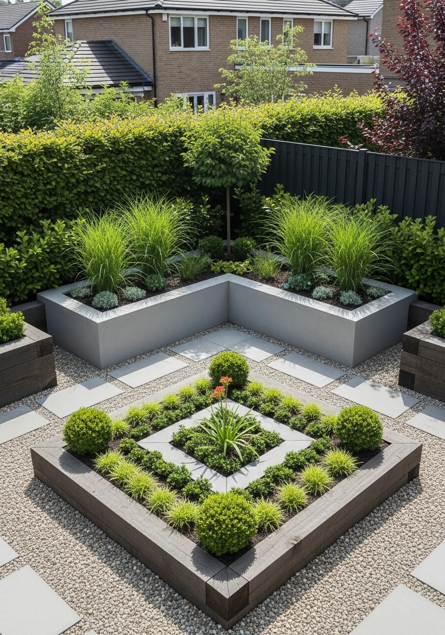 Modern Geometric Corner Garden