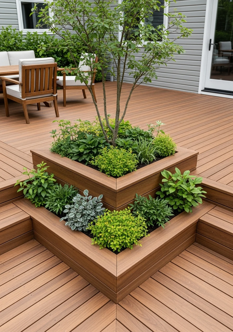 Multi-Level Deck Corner Garden