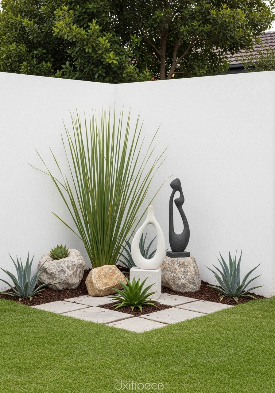 Sculptural Modern Corner Garden