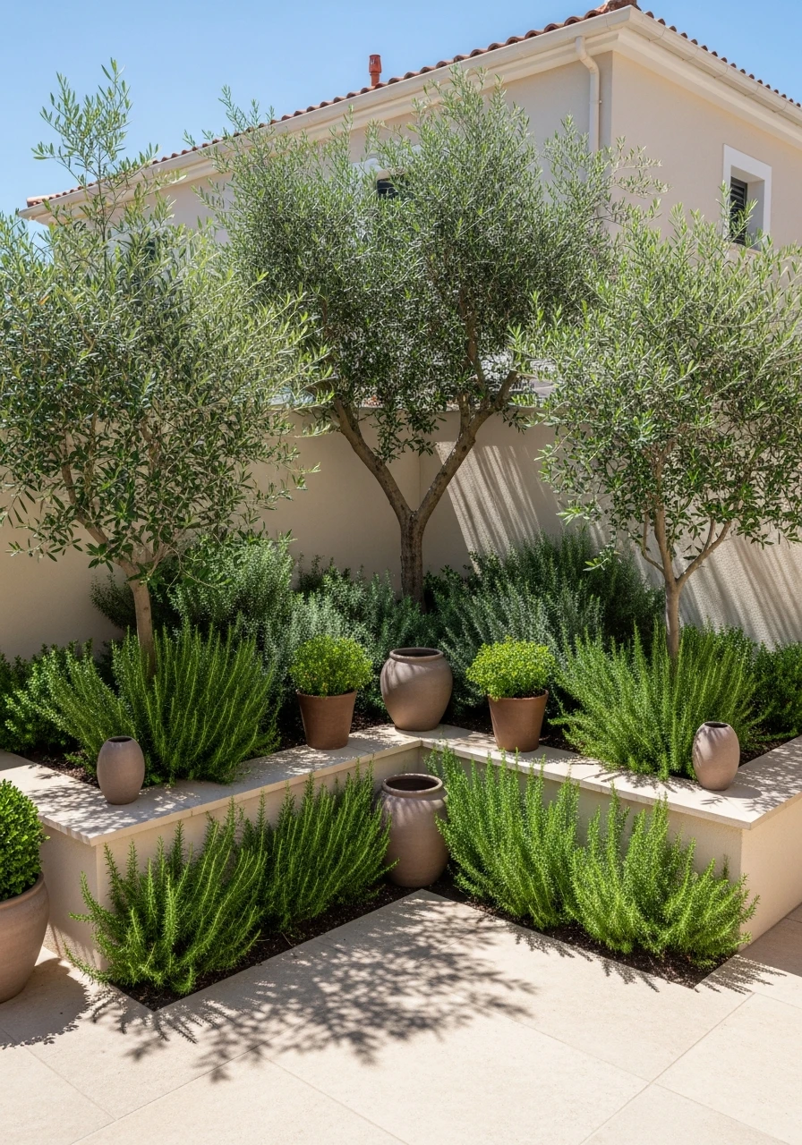Mediterranean Style Corner Garden