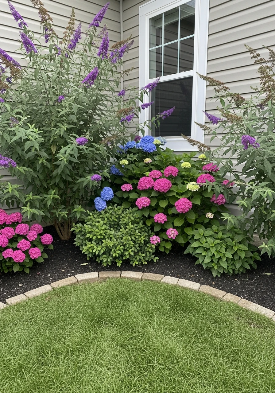 Butterfly Bush and Hydrangea Corner Garden