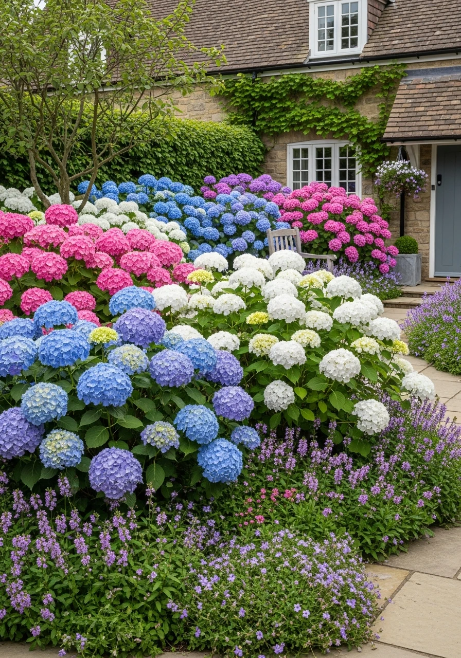 Hydrangea-Focused Cottage Garden