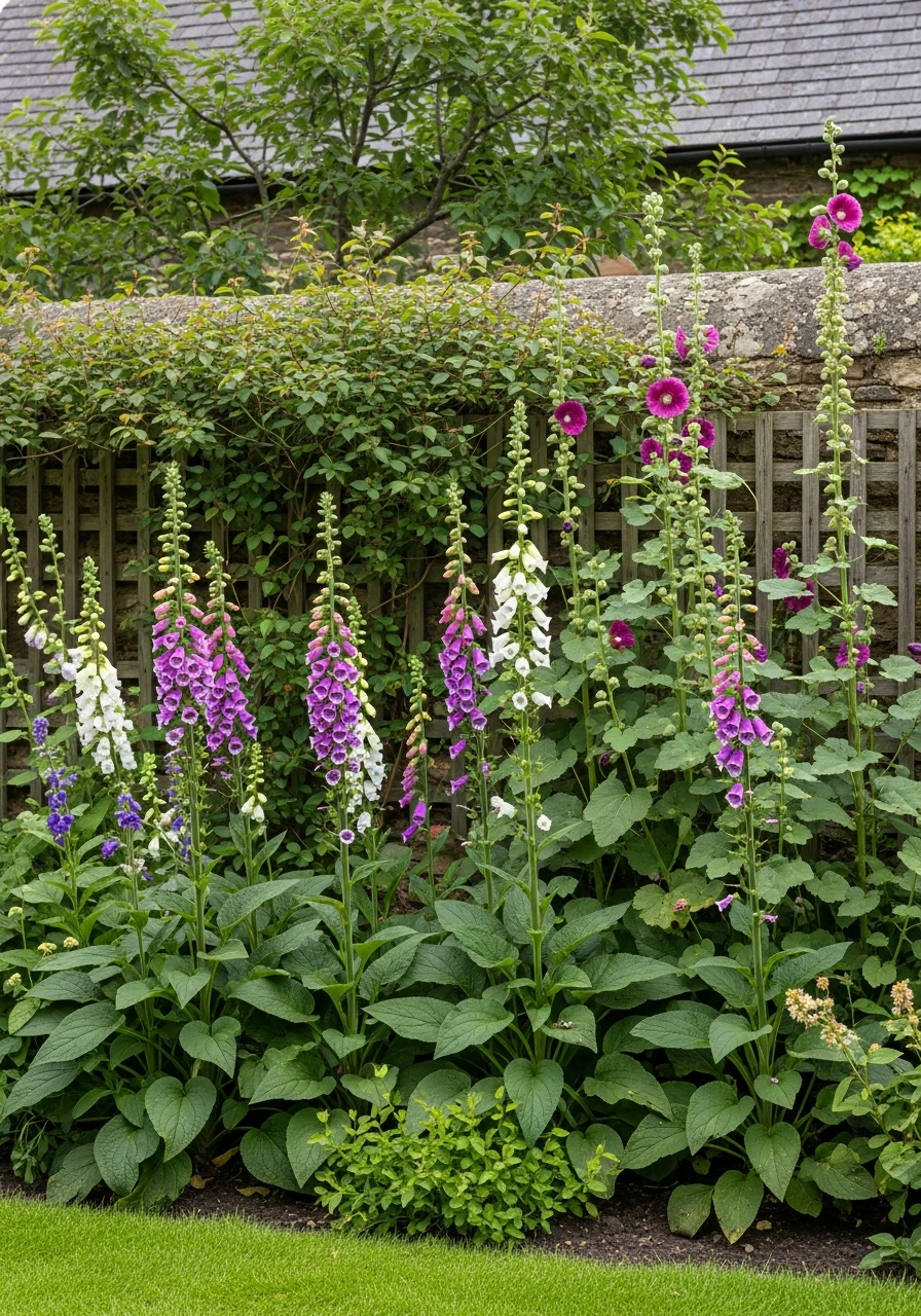 Foxglove and Hollyhock Borders